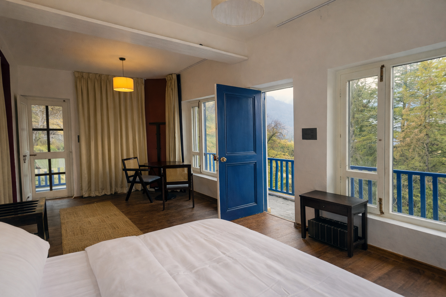 Writer's room — bed and mountain view